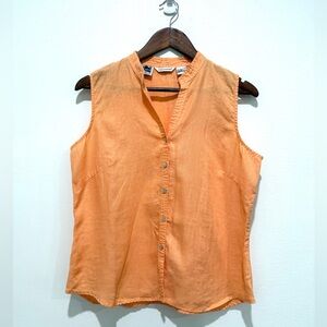 Richard Malcolm Womens Orange 100% Irish Linen Button-Up Sleeveless Vest Size XL